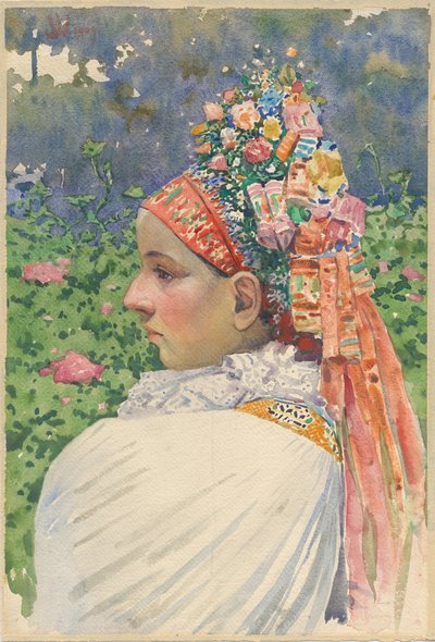 Slovak Gelin çifti Uprka, Joza (1861-1940). Tuval üzerine yağlı boya, boyut: 54.8x37 by Joža Uprka