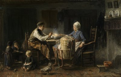 Tutumlu Yemek (tuval üzerine yağlı boya) by Jozef (1824 1911) Israels