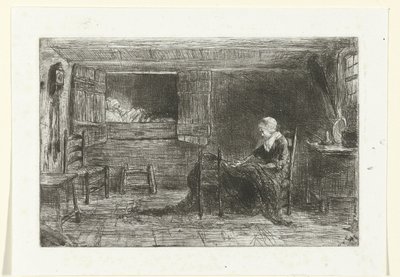 Bir iç mekanda iki figür by Jozef Israëls (possibly copy after)