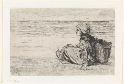 deniz kenarındaki kız by Jozef Israëls (signed by artist)