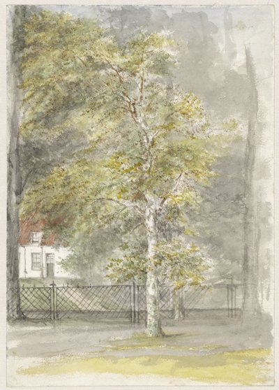 Bir kır evinin çitinin önünde ağaç by Jozef Israëls