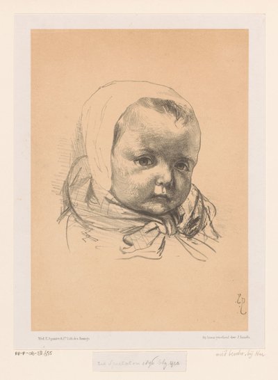 Şapkalı bir bebek portresi by Jozef Israëls