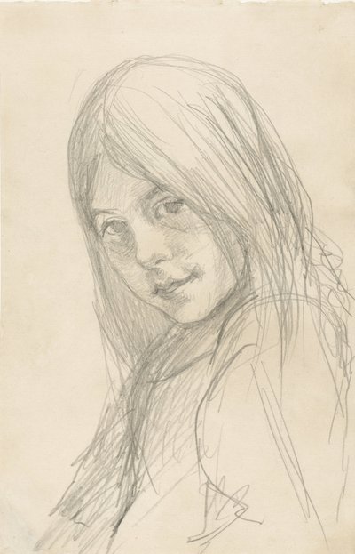 Gevşek saçlı bir kızın portresi by Jozef Israëls