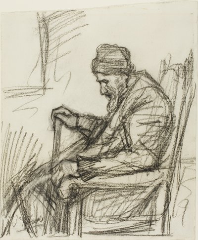 Oturan Yaşlı Adam by Jozef Israëls