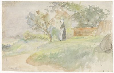 Bir manzara içinde duran kadın by Jozef Israëls