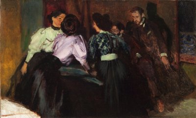 Resim 'Sohbet' için Eskiz by Józef Mehoffer