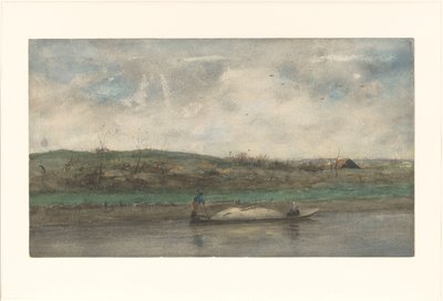 Yuvarlanan manzara boyunca yelken kum mavna by Jozef Neuhuys