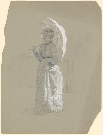 Şemsiyeli kadın by Jr. Enoch Wood Perry