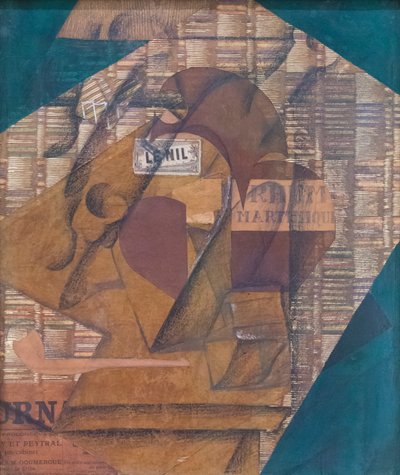 Bir şişe rom ve gazete by Juan Gris
