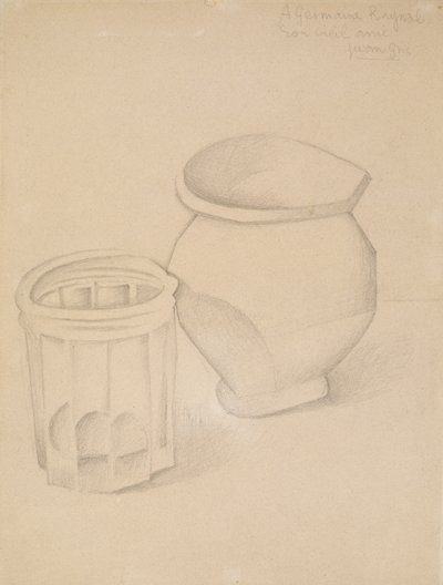 Cam ve Vazo, c.1911 (dokuma kağıt üzerine grafit) by Juan Gris