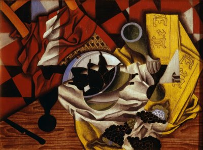 Üzüm ve armut ile natürmort by Juan Gris