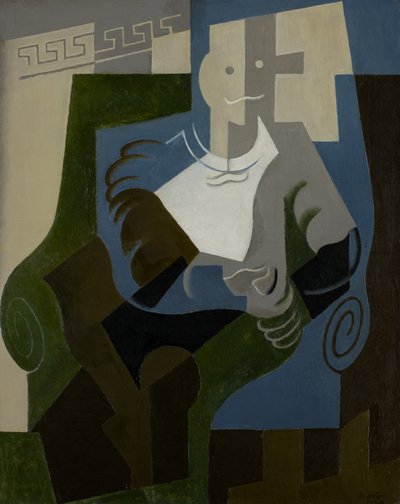 Oturan Harlequin, c.1920 by Juan Gris