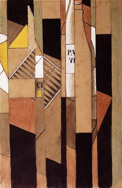 Şişe ve Puro ile Natürmort; Şişe ve Puro ile Natürmort, 1912 by Juan Gris