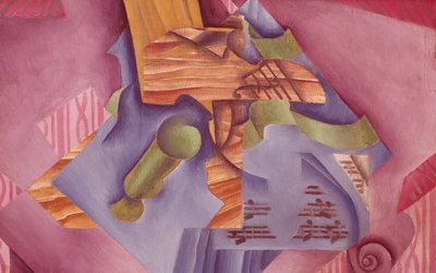 Juan Gris (1887-1927) tarafından keman ve cam ile natürmort, tuval üzerine yağlıboya, 46x73 cm by Juan Gris