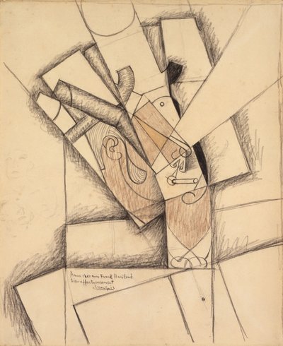 The Smoker, 1913 (kağıt üzerinde kömür, pastel boya ve yıkama) by Juan Gris