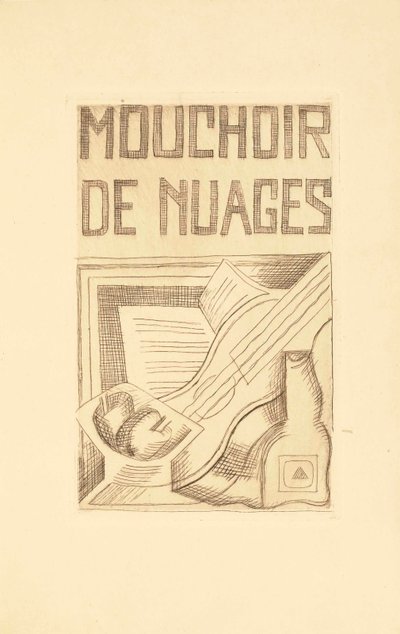 Tristan Tzara (1896-1963) 1925 tarafından yazılan Bulutların Mendilinin başlık sayfası by Juan Gris