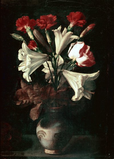 Florero (Vazoda Zambaklar ve Karanfiller) by Juan de (attr. to) Zurbaran