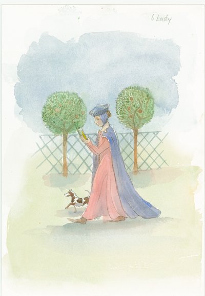 Bahçede bir ortaçağ kadını, 2004. by Judith Dobie