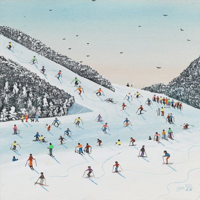 Yokuş aşağı koşu (kağıt üzerinde guaj) by Judy Joel