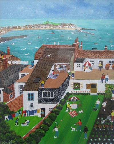 St Ives, Cornwall, 2008 (Gemide akrilik) by Judy Joel