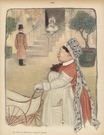Zaten!: kapıya cevap veren küçük kız (renkli taş) by Jules Abel Faivre