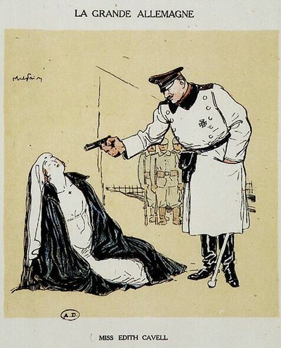 Almanlar tarafından idam edilen Bayan Edith Cavell, Abel Faivre'nin (1864-1945) fotoğrafı. by Jules Abel Faivre