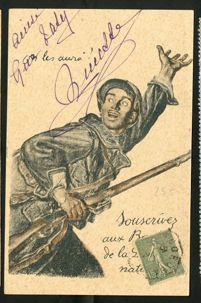 Kartpostal: Ulusal Savunma Tahvillerine Abone Ol - 14-18 Savaşı, Savaşçılar ve Semboller, Borç, Vatanseverlik Günleri - Abel Faivre