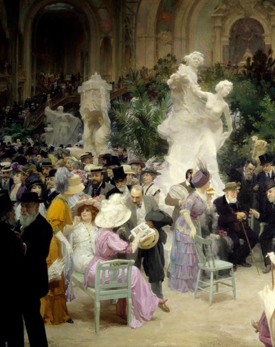 Belle epoque: “” Salon des artistes francais'in bir cuması””” Paris'teki Grand Palais'deki sanat sergisi sırasında Mondanitler. Detay. Jules Alexandre Grun (1868-1934) 1911 Rouen tarafından yapılan tablo. güzel Sanatlar Müzesi by Jules Alexandre Gruen or Grun