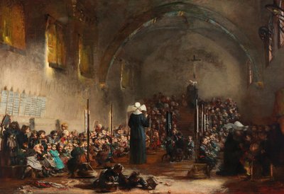 Bir manastırda bir anaokulu, 1876. by Jules Alexandre Patrouillard Degrave