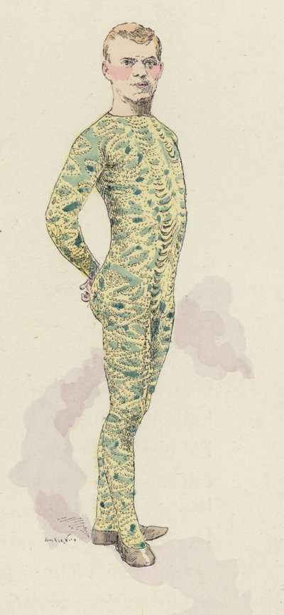 Tek parça streç giysili sirk jimnastikçisi (renkli taş) by Jules Arsene (after) Garnier