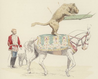 At üzerinde dengede duran aslan (renkli taş) by Jules Arsene (after) Garnier