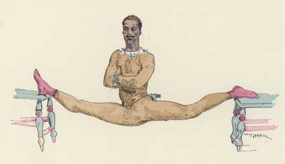 Erkek jimnastikçi bölmeleri yapıyor (renkli taş) by Jules Arsene (after) Garnier