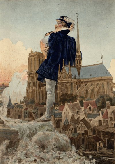 Notre Dame kilisesinin önünde işeyen Gargantua by Jules Arsene Garnier