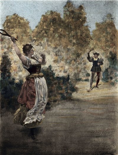 Griesche (Yunanca) oynayan kadın ve erkek. Gargantua. Jules Garnier tarafından çizilmiştir. "Rabelais et l