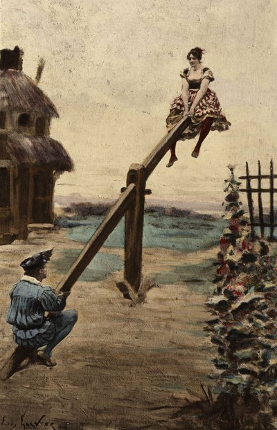 Bakule (toggle) oynayan kadın ve erkek. Gargantua. Jules Garnier tarafından çizilmiştir. "Rabelais et l