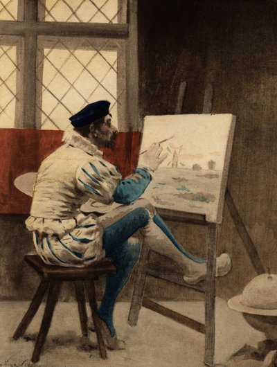 Tuvalinin önünde oturan adam. Gargantua. Jules Garnier tarafından çizilmiştir. "Rabelais et l