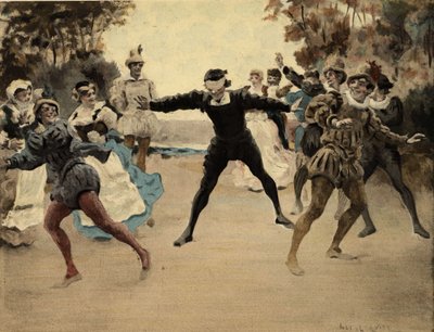 Colin Maillard oynayan erkekler ve kadınlar. Gargantua. Jules Garnier tarafından çizilmiştir. "Rabelais et l