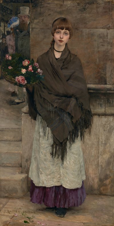Londra'da çiçek satıcısı by Jules Bastien Lepage