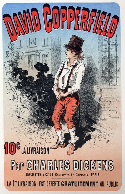 Edebiyat. David Copperfield, Charles Dickens tarafından. Bir fasikül baskısı için Jules Cheret tarafından hazırlanan poster, Fransa, c.1860-70 (poster) by Jules Cheret