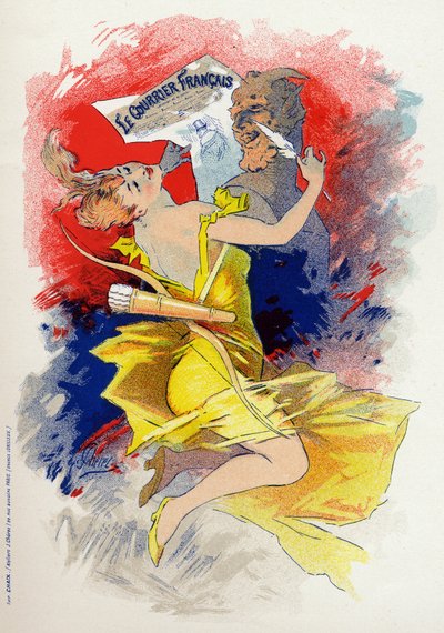 Edebiyat. Le Courrier Francais gazetesi. Alegori Jules Cheret, Fransa, 1890 dolayları (poster) by Jules Cheret