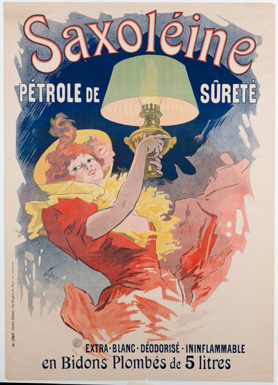 Afiş reklamı "Saxoleine", emniyet lambası yağı, 1901 by Jules Cheret