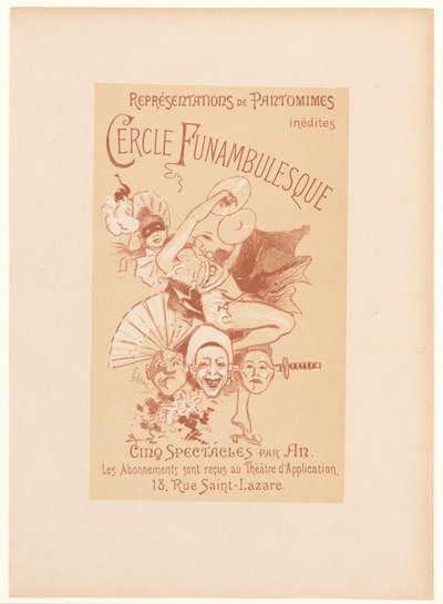 Cercle Funambulesque için reklam kartı Cercle Funambulesque (nesne üzerindeki başlık) by Jules Cheret