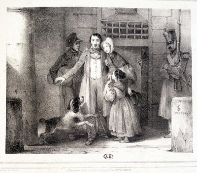 Cezaevinden çıkıp ailesine kavuşan adam, c. 1830. by Jules David