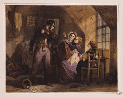 Ahlak ve Erdem: Sefalet (renkli taş baskı) by Jules David