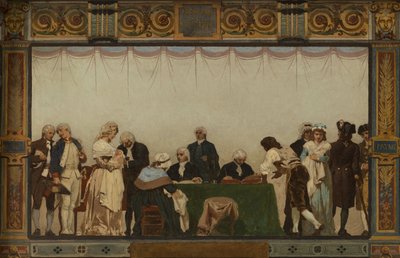 20. bölge belediye binası için eskiz: Naissance, patrie, devoir, droits by Jules Didier