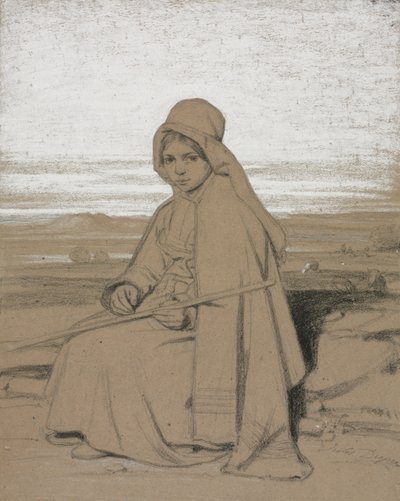 Oturan Bir Çoban by Jules Dupré