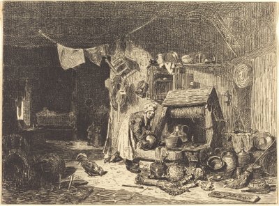 Bir Çiftlik Evinin İçi by Jules Dupré