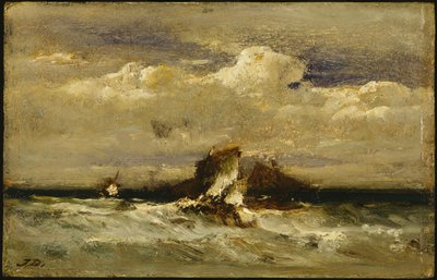 Deniz manzarası, c.1868-81 (ticari olarak beşikli panelde yağ) by Jules Dupré