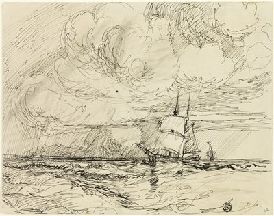 Fırtına Sırasında Denizde Gemiler by Jules Dupré