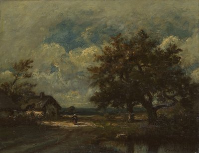 Yol Kenarındaki Kulübe, Fırtınalı Gökyüzü by Jules Dupré